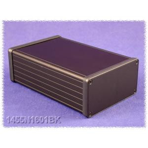 Hammond Manufacturing 1455N1601BK black extruded aluminum enclosure w/ metal end panels