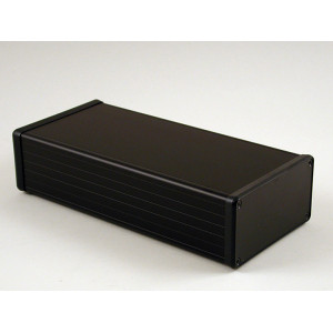 Hammond Manufacturing 1455N2202BK black extruded aluminum enclosure w/ plastic end panels
