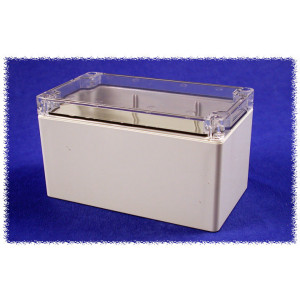 Hammond Manufacturing 1554K2GYCL RAL7035 grey polycarb plastic watertight enclosure, clear lid