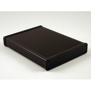 Hammond Manufacturing 1455R2202BK black extruded aluminum enclosure w/ plastic end panels