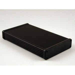 Hammond Manufacturing 1455P2202BK black extruded aluminum enclosure w/ plastic end panels