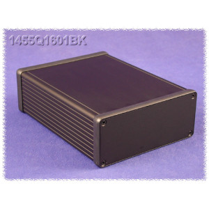 Hammond Manufacturing 1455Q1601BK black extruded aluminum enclosure w/ metal end panels