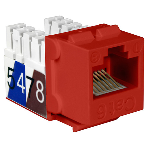 Quest NKJ-6503 Cat6 Red 8P8C Slim-Style 90 Degree Keystone Jack