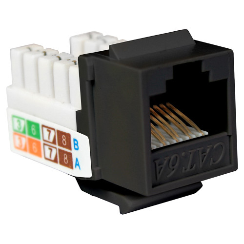 Quest NKJ-6201 Cat6A Black 8P8C Slim-Style 80 Degree Keystone Jack