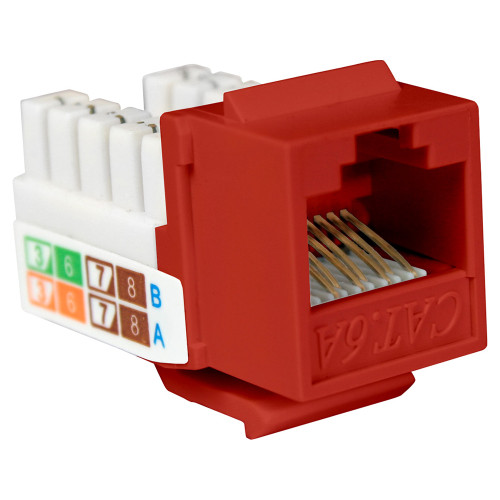 Quest NKJ-6203 Cat6A Red 8P8C Slim-Style 80 Degree Keystone Jack