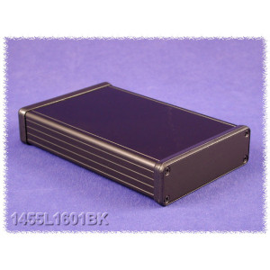 Hammond Manufacturing 1455L1601BK black extruded aluminum enclosure w/ metal end panels