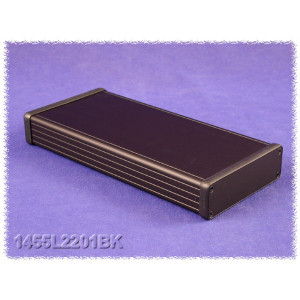 Hammond Manufacturing 1455L2201BK black extruded aluminum enclosure w/ metal end panels