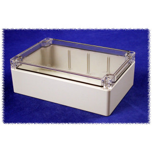 Hammond Manufacturing 1554H2GYCL RAL7035 grey polycarb plastic watertight enclosure, clear lid