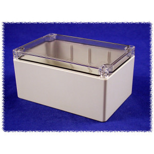 Hammond Manufacturing 1554T2GYCL RAL7035 grey polycarb plastic watertight enclosure, clear lid