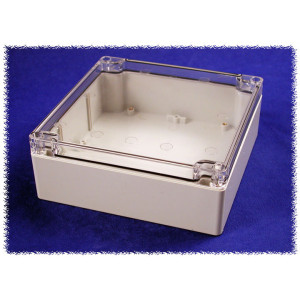Hammond Manufacturing 1554R2GYCL RAL7035 grey polycarb plastic watertight enclosure, clear lid
