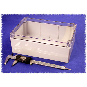 Hammond Manufacturing 1554V2GYCL RAL7035 grey polycarb plastic watertight enclosure, clear lid