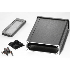 Hammond Manufacturing 1457J1201EBK black EMI/RFI shielded extruded aluminum enclosure 4.73x3.30x1.12