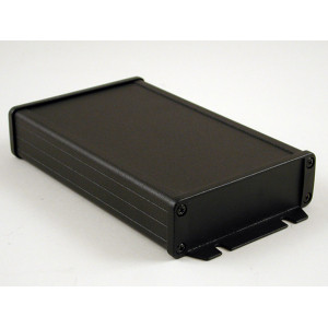 Hammond Manufacturing 1457L1602BK black watertight extruded aluminum enclosure flanged panels 6.30x4.09x1.26