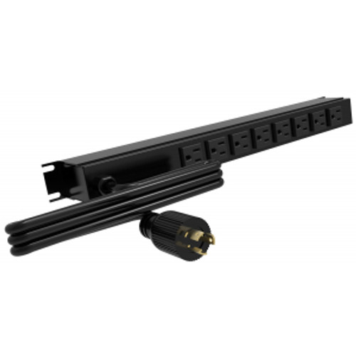 Hammond Manufacturing 1583T8C1BK 19-inch Rack Mount Outlet Strip, 15A, 8 Outlets, 6 ft cord, Black