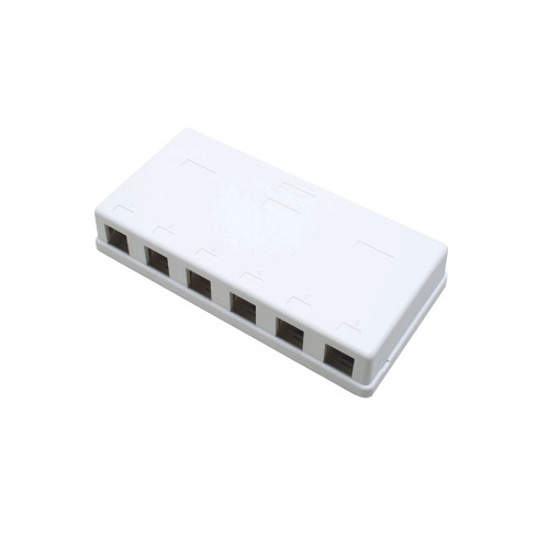 Quest NSB-5260 6-Port White Unloaded Keystone Surface Mount Box