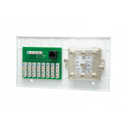 DataComm 70-0078 4-Gang 110 Phone Plate With Video Distribution