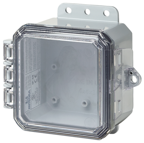 Integra P4043C 4" x 4" x 3" High Impact Polycarbonate Hinged Enclosure