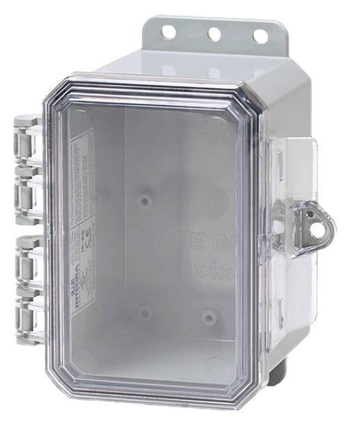 Integra P6044C 6" x 4" x 4" High Impact Polycarbonate Hinged Enclosure