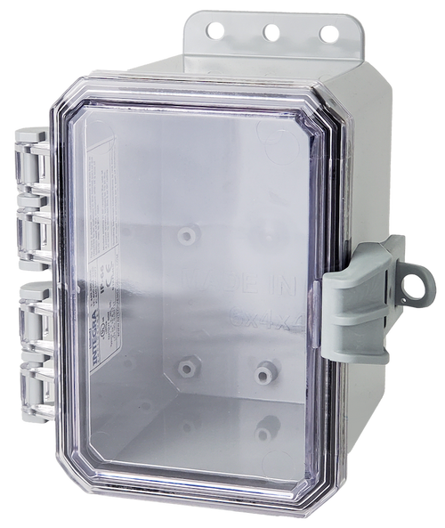 Integra P6044CNL 6" x 4" x 4" High Impact Polycarbonate Hinged Enclosure