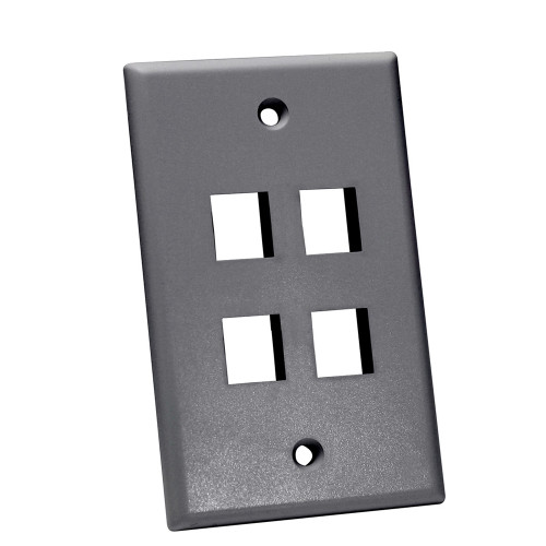 Quest NFP-1040 Single Gang Gray 4-Port Keystone Wall Plate