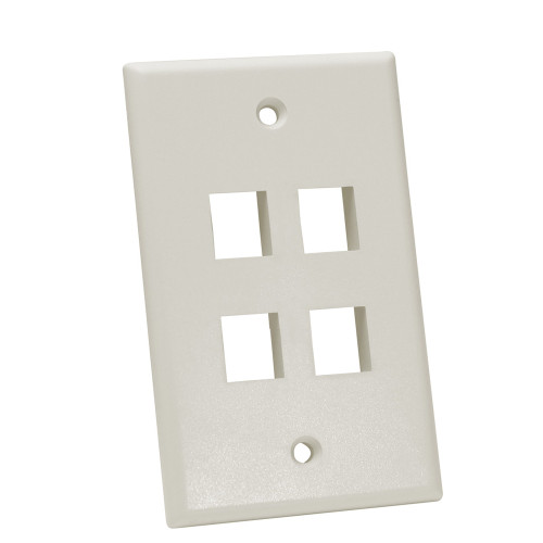Quest NFP-1042 Single Gang Light Almond 4-Port Keystone Wall Plate