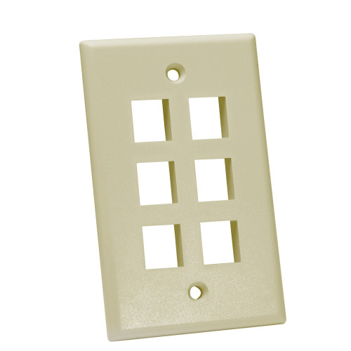 Quest NFP-1067 Single Gang Ivory 6-Port Keystone Wall Plate