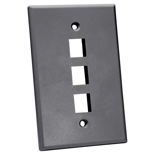 Quest NFP-5030 Single Gang Gray 3-Port Oversized Keystone Wall Plate