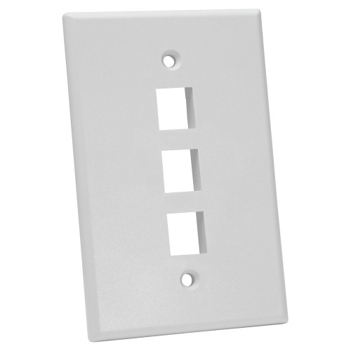 Quest NFP-5038 Single Gang White 3-Port Oversized Keystone Wall Plate
