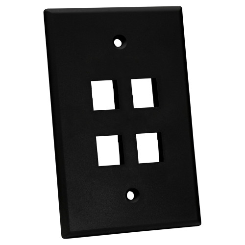 Quest NFP-5041 Single Gang Black 4-Port Oversized Keystone Wall Plate
