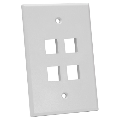 Quest NFP-5048 Single Gang White 4-Port Oversized Keystone Wall Plate