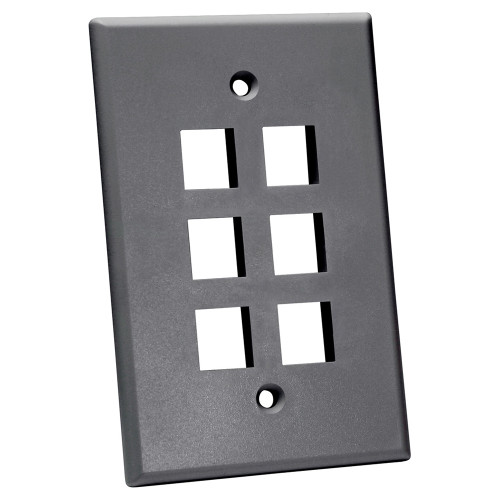 Quest NFP-5060 Single Gang Gray 6-Port Oversized Keystone Wall Plate