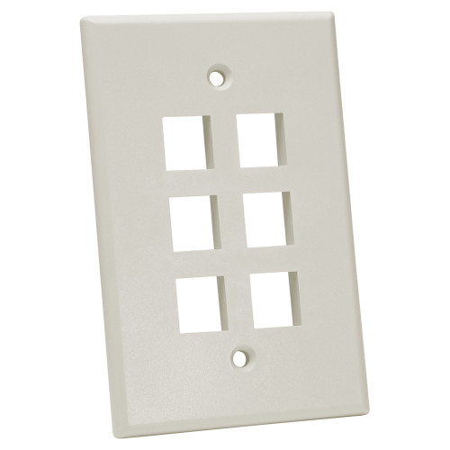 Quest NFP-5062 Single Gang Light Almond 6-Port Oversized Keystone Wall Plate