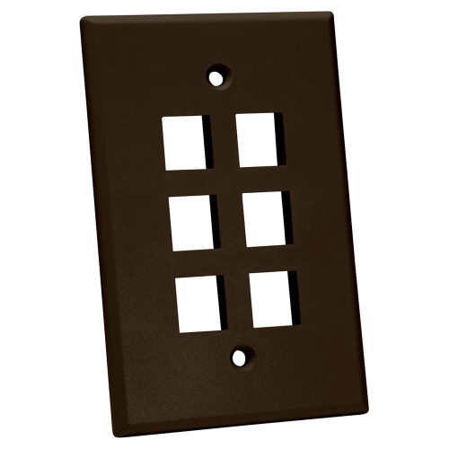 Quest NFP-5063 Single Gang Brown 6-Port Oversized Keystone Wall Plate
