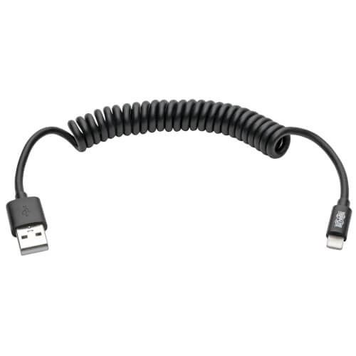 Tripp-Lite M100-004COIL-BK 1Ft Coiled Lightning to USB Sync/Charge Cable