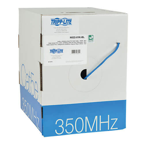 Tripp-Lite N022-01K-BL 1000Ft Cat5 / Cat5e Bulk Cable Solid CMR PVC 350MHz Blue 1000'