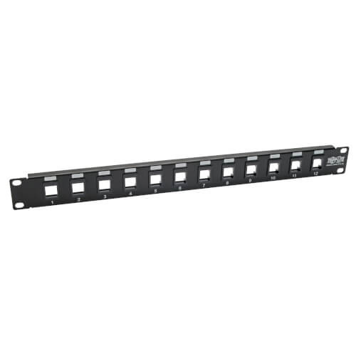 Tripp-Lite N062-012-KJ 12-Port Keystone Blank Patch Panel RJ45 USB HDMI Cat5/6 1URM