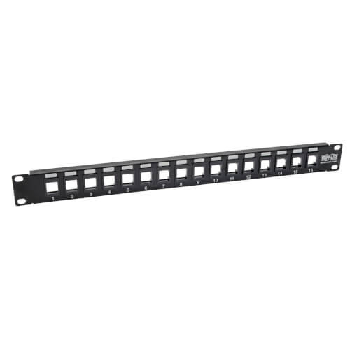 Tripp-Lite N062-016-KJ 16-Port Keystone Blank Patch Panel RJ45 USB HDMI Cat5/6 1URM