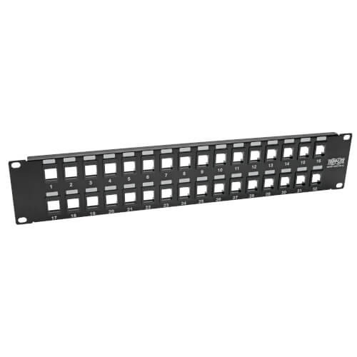 Tripp-Lite N062-032-KJ 32-Port Keystone Blank Patch Panel RJ45 USB HDMI Cat5/6 2URM