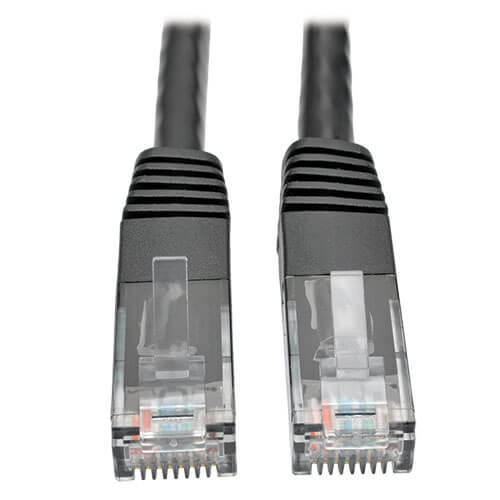 Tripp-Lite N200-005-BK Cat6 Gigabit Molded Patch Cable RJ45 M/M 550MHz 24 AWG Black 5'