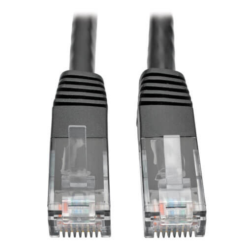 Tripp-Lite N200-007-BK Cat6 Gigabit Molded Patch Cable RJ45 M/M 550MHz 24 AWG Black 7'