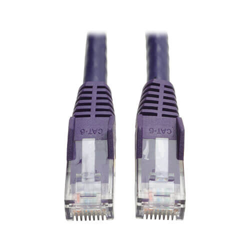 Tripp-Lite N201-050-PU Cat6 GbE Snagless Molded Patch Cable UTP Purple RJ45 M/M 50Ft 50'