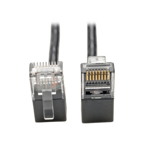 Tripp-Lite N201-SR1-BK Cat6 Gigabit Patch Cable Snagless Right-Angle UTP Slim Black 1Ft