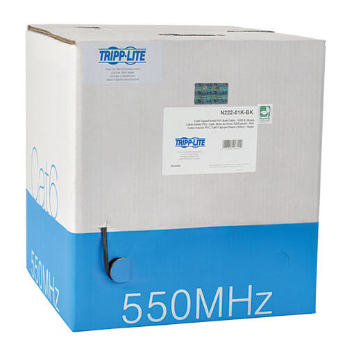 Tripp-Lite N222-01K-BK 1000Ft Cat6 Gigabit Bulk Cable Solid Core CMR PVC Black 1000'