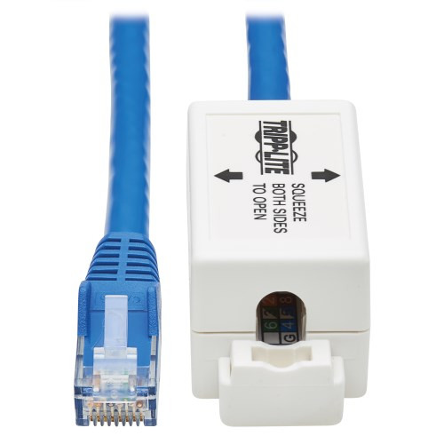Tripp-Lite N237-P18N-WHSH Cat6 Junction Box Cable Assembly RJ45 Unshielded PoE+ Blue 18in