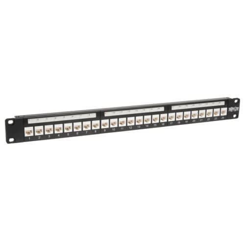 Tripp-Lite N250-024-LP Tripp Lite 24-Port Cat6 Cat5e Low Profile Feed Thru Patch Panel RJ45 1U TAA