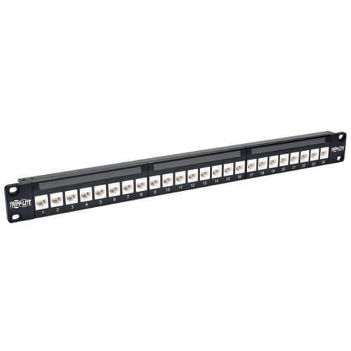 Tripp-Lite N254-024-6A 24 Port Rackmount Cat6a Feedthrough Patch Panel RJ45 Ethernet 1U