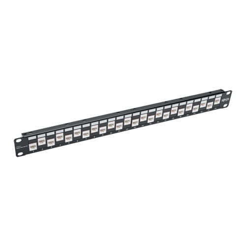 Tripp-Lite N254-024-6A-OF 24-Port Cat6a Cat6 Cat5e Feed-Through Patch Panel Offset RJ45 1U