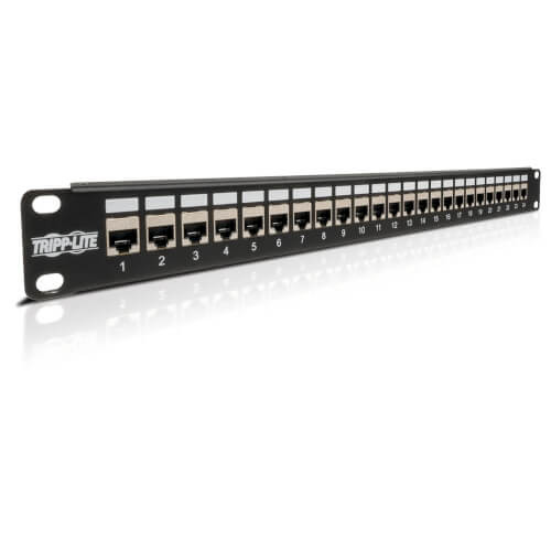 Tripp-Lite N254-024-SH Tripp Lite 24-Port Shielded Cat6 Feed Through Patch Panel RJ45 1URM TAA