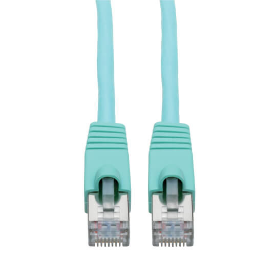 Tripp-Lite N262-035-AQ Cat6a Snagless Shielded STP Patch Cable 10G, PoE, Aqua M/M 35Ft