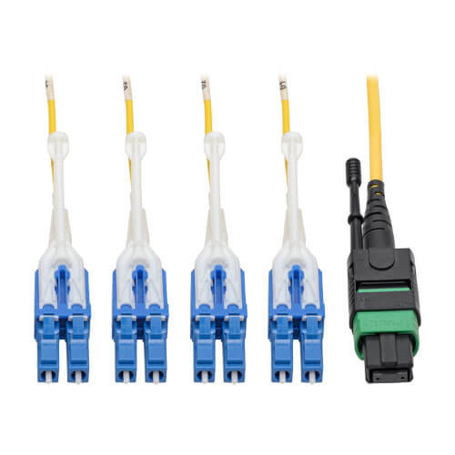 Tripp-Lite N390-01M-8LC-AP MTP/MPO (APC) to 8xLC SMF Fiber Breakout Cable QSFP+ 40/100Gb 1M